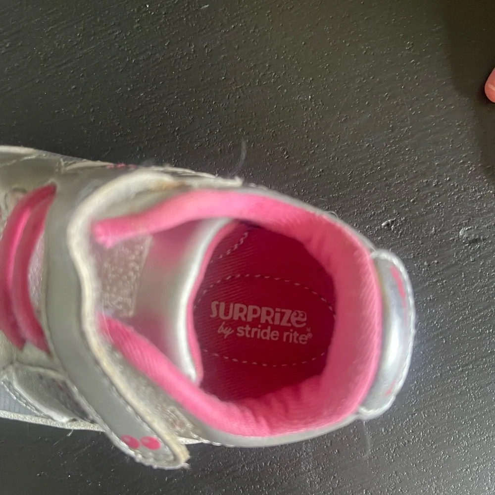Stride Rite Silver and Pink Baby Sneakers
